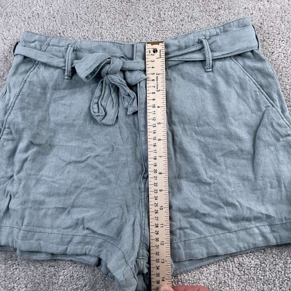 Abercrombie and Fitch Shorts Womens Medium Green Linen Blend Waist‎ Tie NEW NWT - Picture 8 of 15
